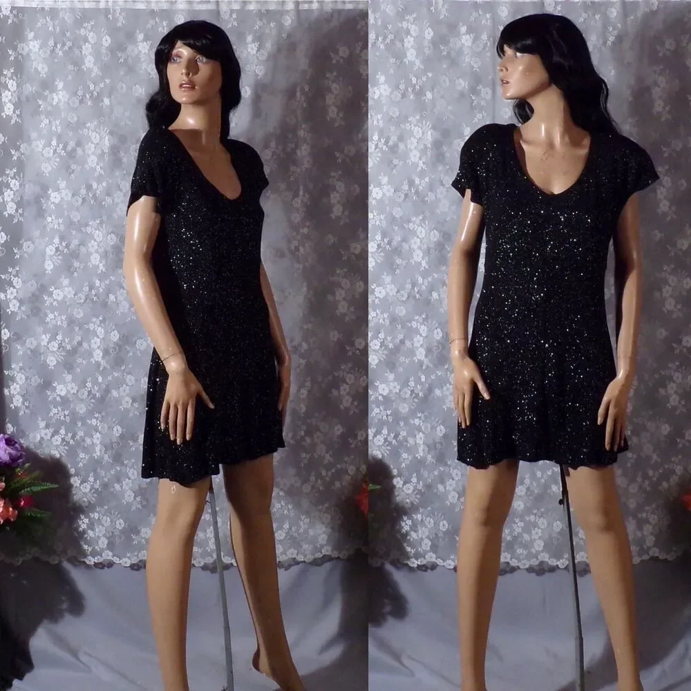 Vintage 90s Dress 1990s Black Babydoll Celestial Whismigoth Goth Size Medium